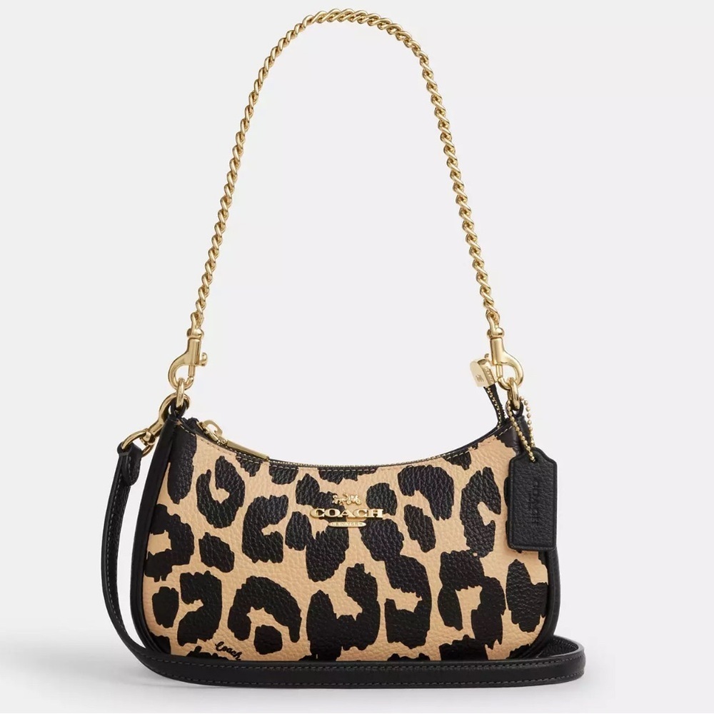 Coach Teri Mini Crossbody Bag With Leopard Print CA UU - Picture 1 of 3